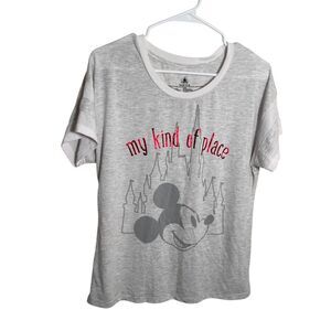 Disney Parks My Kind of Place Shirt Women's Medium Gray Mickey Cinderella Castle